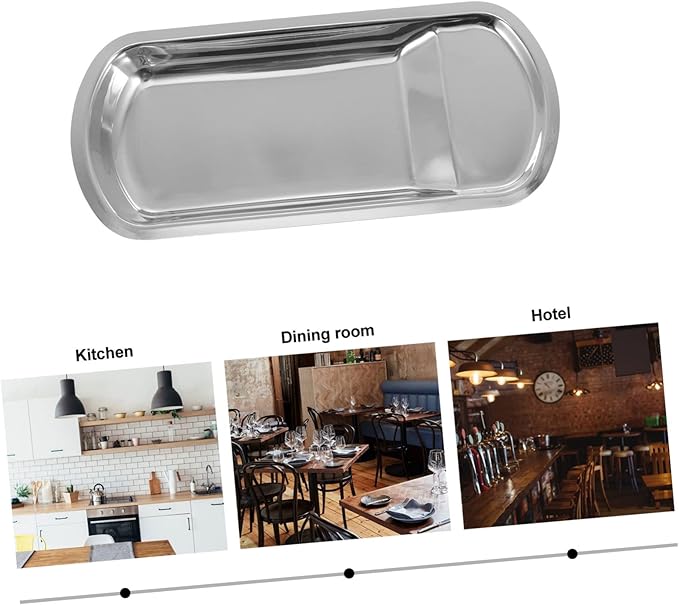 Homoyoyo 1Pc Stainless Steel Serving Tray Elegant Buffet Clip Tray with Smooth Surface Rounded Corners Easy