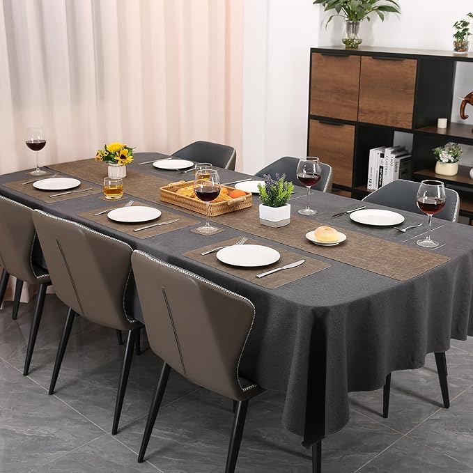 Table Runners 72 Inches Long, Dual-Sided Faux Leather Farmhouse Table Runner Waterproof Heatproof Non-Slip for Living Room Party Home Decor Holiday Decorations(Gray Brown, 15 x 72 Inch)