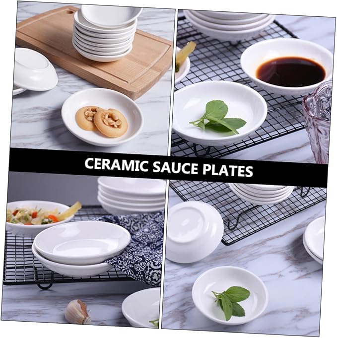 6pcs Ceramic Sauce Plates Dipping Bowls for Condiments Seasoning and Appetizers Lightweight and Portable Kitchen Tableware for Home Parties and Outdoor Use