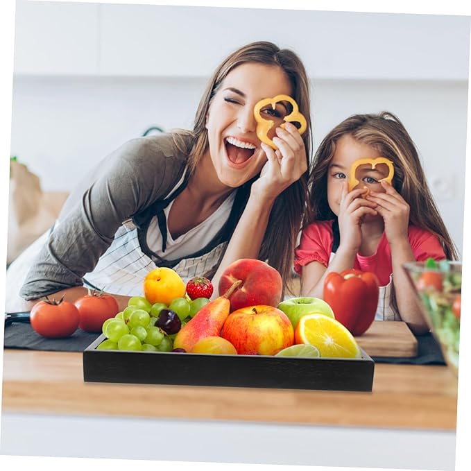 Luxshiny Wooden Food Serving Tray with Flat Handle Elegant Decorative Snack Tray for Fruits Desserts and Tea for Parties Gatherings and Kitchen Use