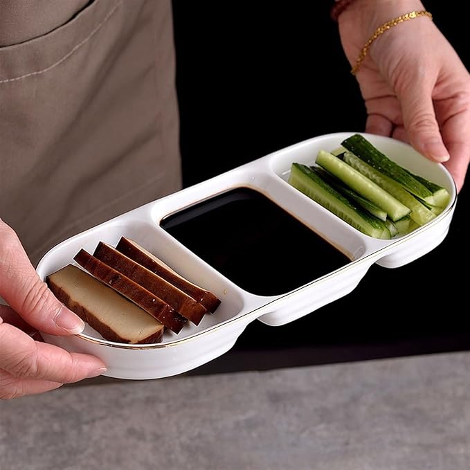 Appetizer Bowls Convenient and Practical Compartmentalized Plate Snack Plate Cold Dishes Plate Small Dishes Plate Appetizer Plate Salad Bowls (Color : A)