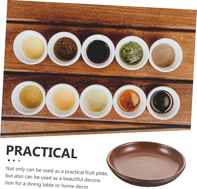 Ceramic Snack Plates Set of 4 Shallow Dipping Bowls for Soy Sauce Vinegar and Sauces Rustic Earthenware Appetizer Trays for Hotels and Restaurants
