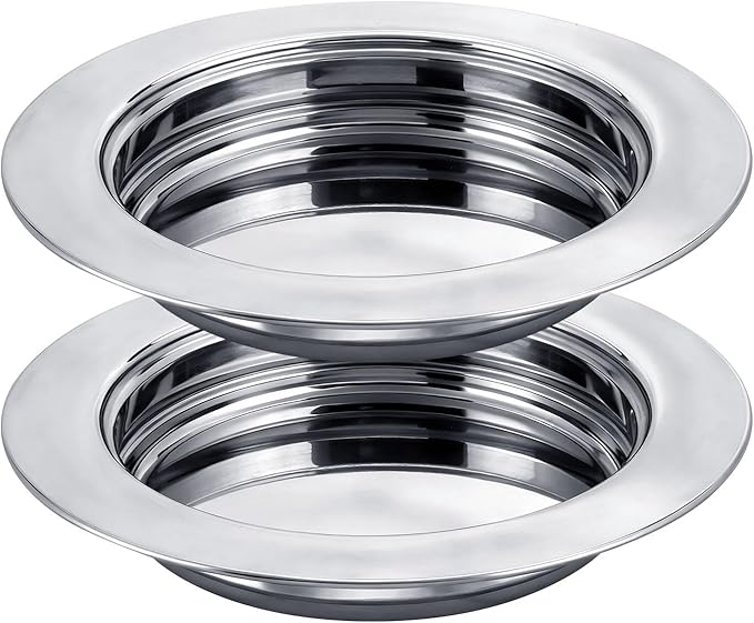 2Pcs Stainless Steel Communion Bread Plate for Church – Silver Communion Tray for Bread, Church Worship Supplies（No Lid）