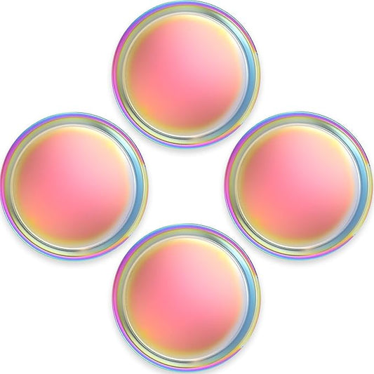 Stainless Steel Kids Plates 4 Packs, 8" Non Divided Toddlers Portion Control Plate, Non Toxic & BPA Free |Unbreakable |Dishwasher Safe Baby Snack Dish for Daycare Outings & Travel, Colorful