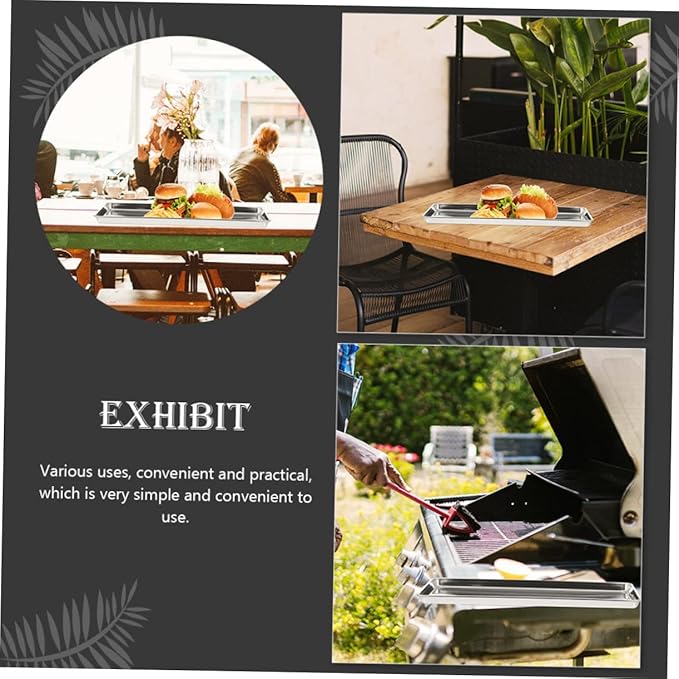 GLEAVI Stainless Steel Dinner Plate Rectangular Food Serving Tray for Home Banquets Lightweight and Non Stick Kitchen Storage for Parties and Family