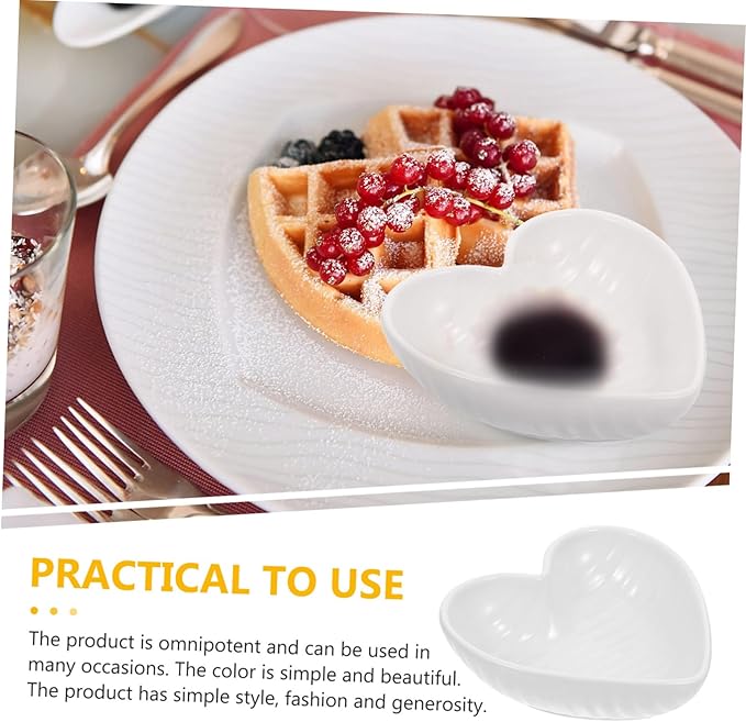 Heart-Shaped Ceramic Seasoning Dishes 4-Piece Set White for Sauces and Condiments for Appetizers and Charcuterie Boards