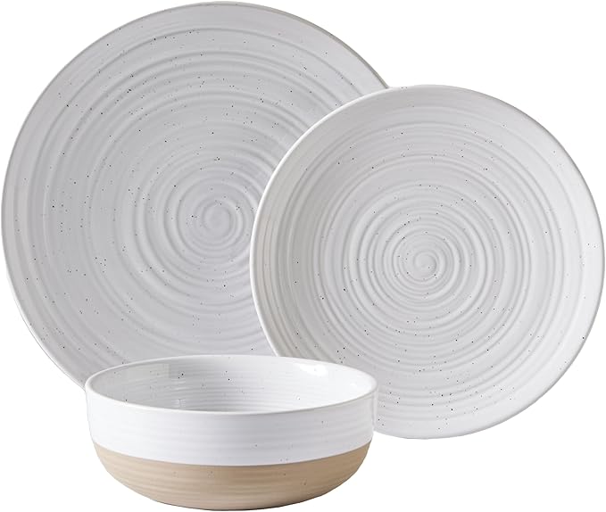 12-Piece Dinnerware Set, Ceramic Plates and Bowls Service for 4, Modern Tableware Dishes for Kitchen and Dining