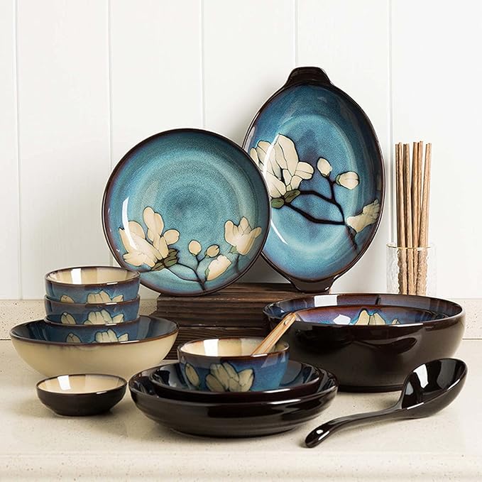 28 Piece Dinner Set Plate and Bowl Set for 6 People Vintage Tableware Service Sets Ceramic Dinner Set for Home Gift