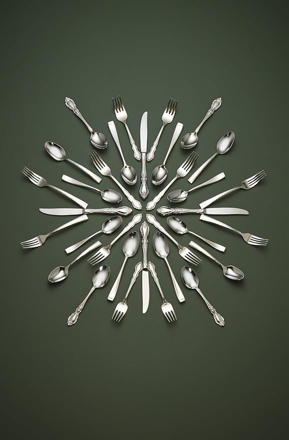 Oneida Silverware Set For 4, Louisiana 20-Piece Fine Flatware Set, Service For 4, 18/8 Stainless Steel, Silver, Mirror Finish, Knives Spoons and Forks, Dishwasher Safe, Tableware (Silver, 20 Pieces)