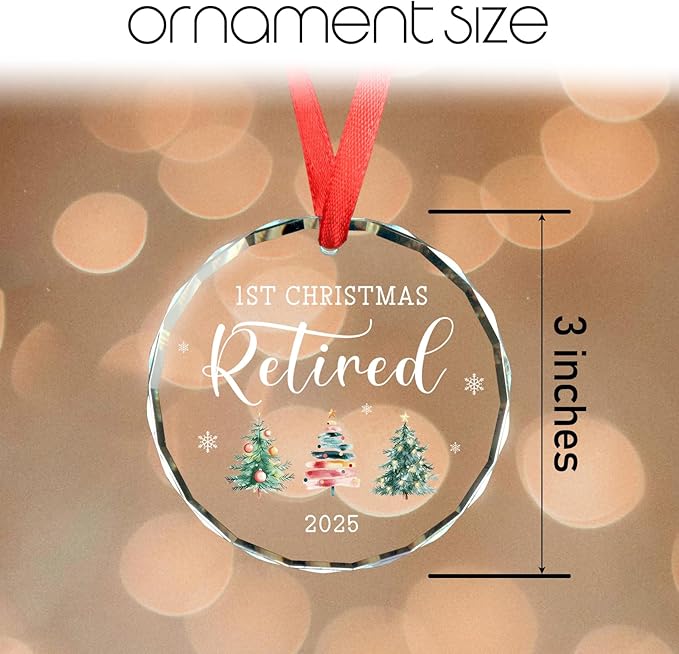 Retirement Gifts for Women, 1st Christmas Retired 2025 Christmas Ornament, Happy Retirement Keepsake for Women Coworker, Boss, Teacher, Nurse, Mom, Friend Retired Gift Ornament