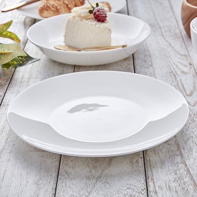 Fine Dinner Set,Dinner Plate Ceramics Dinner Set, Pure White Relief Light Luxury 32 Pieces Bone China Dinnerware Sets