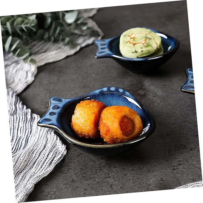 2Pcs Ceramic Seasoning Dishes Multifunctional Small Plates for Flavor and Sauce Condiment Dishes for Appetizers and Side Elegant Tableware