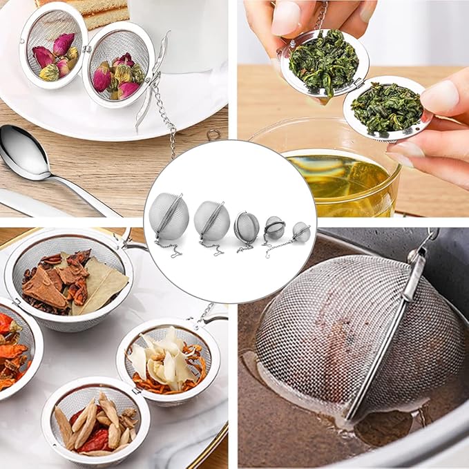 3 Pcs Tea Strainer Infuser Ball - Stainless Steel Mesh Tea Filter for Leaves Spice Herb Filter Fruit Squeeze - 2.8in / 7cm Diameter