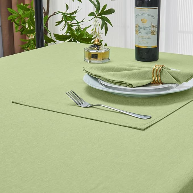 Rectangle Table Cloth Linen Farmhouse Stainproof Waterproof Washable Polyester Oblong Rectangular Fabric Table Cover for Kitchen Dining Dinner(Mint Green/60x120 Inch)