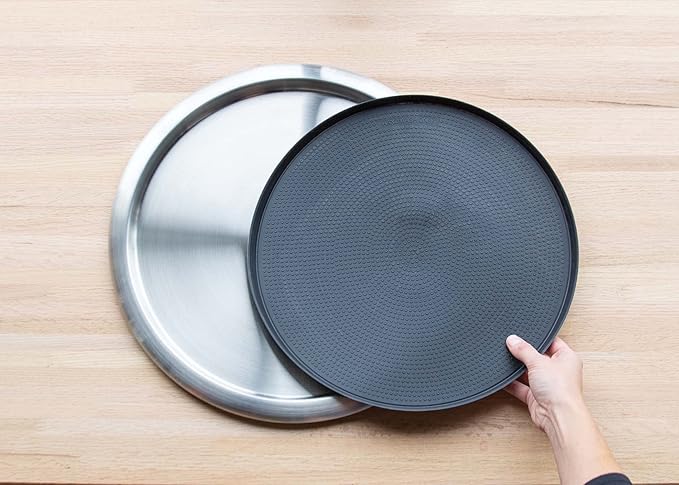 Service Ideas TR1614RI Tray with Removable Insert, 14" Round, Stainless Steel, Brushed