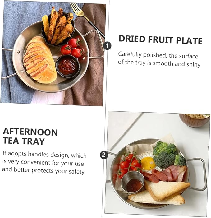 VOSAREA Microwave Safe Dinner Plate Multifunctional Snack Plate for Home Elegant Salad Dish Party Platter Silver