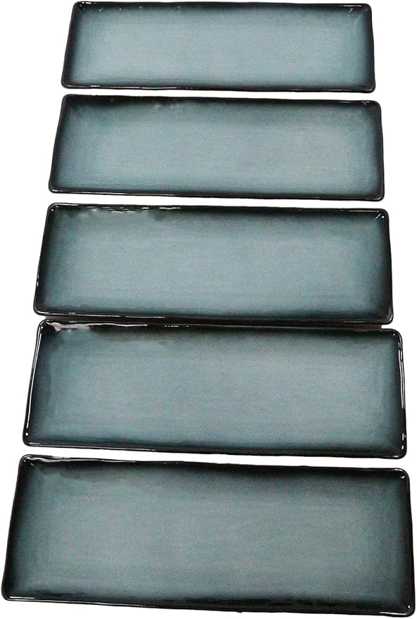 Ebros Gift Blue Sky Stars Artistic Seikai Porcelain Collection Dinnerware Serveware Kitchenware Set Asian Japanese Dining Restaurant Supply (Pack Of 5 Rectangular Serving Platter 14"L)