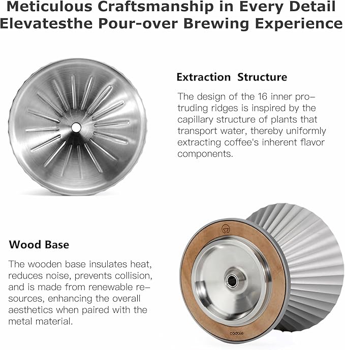 Pour Over Coffee Dripper Drip Coffee Pour Over Maker Resuable Blossom Cone Funnel Stainless Steel Metal Coffee Filter for Travel, Camping, Office, Home, Coffee Maker Brew (Sky Blue)
