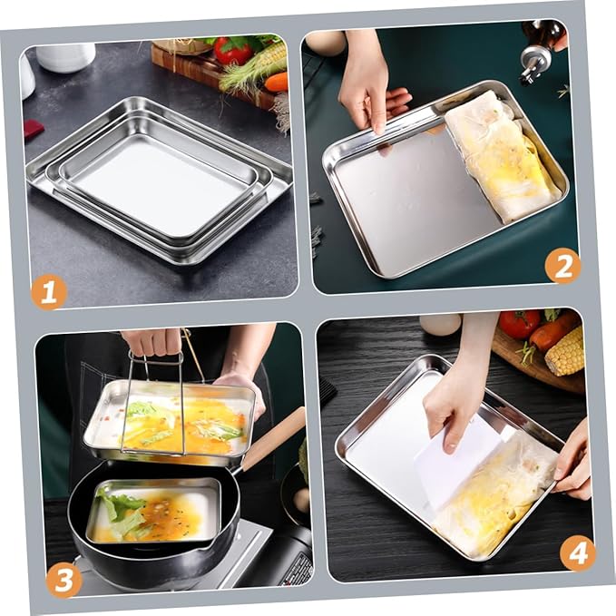 Garneck 3pcs Multi-purpose Serving Tray Kitchen Cold Dish Storage Plates for Fruits Appetizers Desserts for Picnics Parties and Home Organization