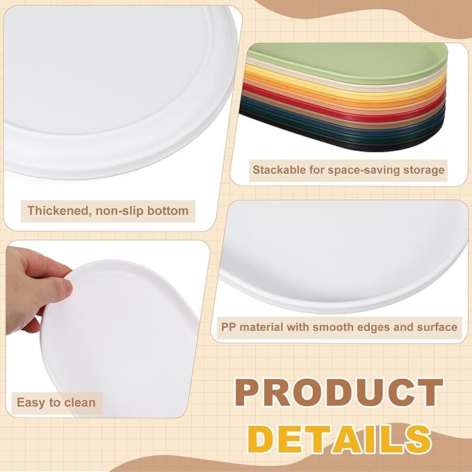 uxcell 2Pcs Fast Food Serving Trays, 9.4x5.1 Oval Reusable Restaurant Serving Trays for Kitchen Restaurant Coffee Fruit Burger Lunch Dessert, White