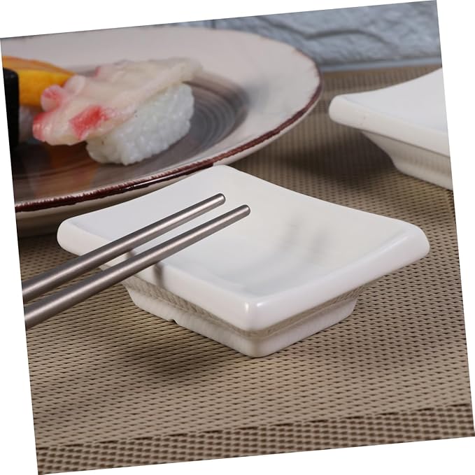 Veemoon Rectangle Soy Dish 2 Pcs 3 Inch Sauce Plates for Appetizer Serving Japanese-style Condiment Plate