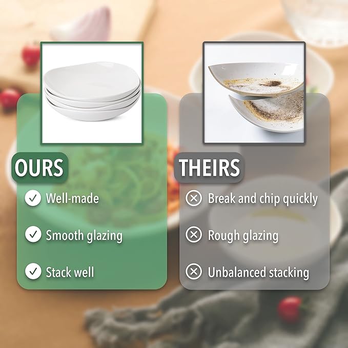 BTaT- Porcelain Serving Bowls, Triangular, 24 Oz, Set of 4, Pasta Bowls, Large Serving Bowls