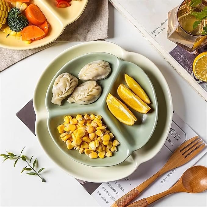 Cutlery Tray Divided Plates 7/9-inch Ceramic Snack Dish 3 Grid Plate Appetizer Serving Platter Sushi Dipping Dish (Color : White, Size : 7")