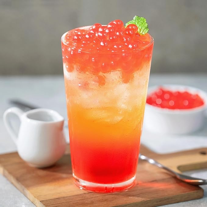 Tea Zone [1 Pound] Raspberry Popping Pearls, Bursting Pearls for Teas, Shakes, Smoothies, Dessert Toppings