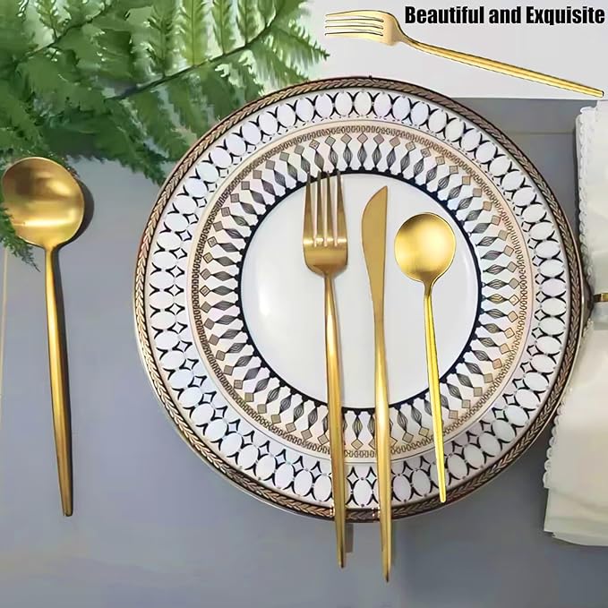 600-Piece Food Grade Gold Silverware Set, Luxury Flatware Set for 120 - Premium Stainless Steel Cutlery Set with Spoons Forks Knives, Shiny Gold Polished Kitchen Utensils for Home Restaurant Hotel
