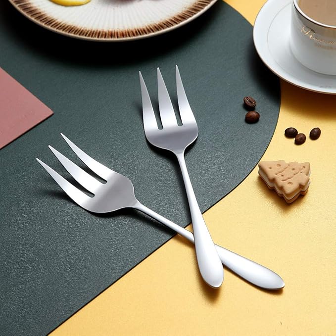 10-Piece Serving Flatware Silverware Set,Stainless Steel Serving Utensil Set,Include Slotted Serving Spoon, Serving Spoon, Butter Knife, Sugar Spoon, Serving Fork(Silver)