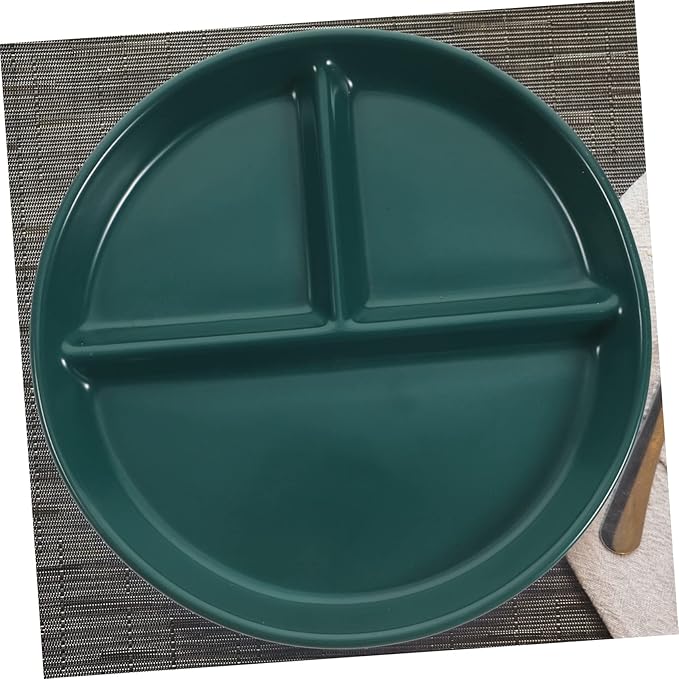 Divided Porcelain Plate with Three Compartments Round Ceramic Dish for Breakfast Steak and Fruit Simple Design for Home Decor and Daily Use