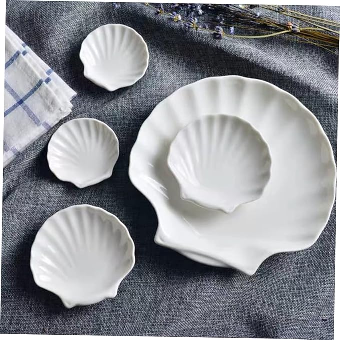 4Pcs Multi-Function Ceramic Plates Set Creative Dessert and Seasoning Plates Porcelain Side Dish Bowls for Home Dining Breakfast and Snacks