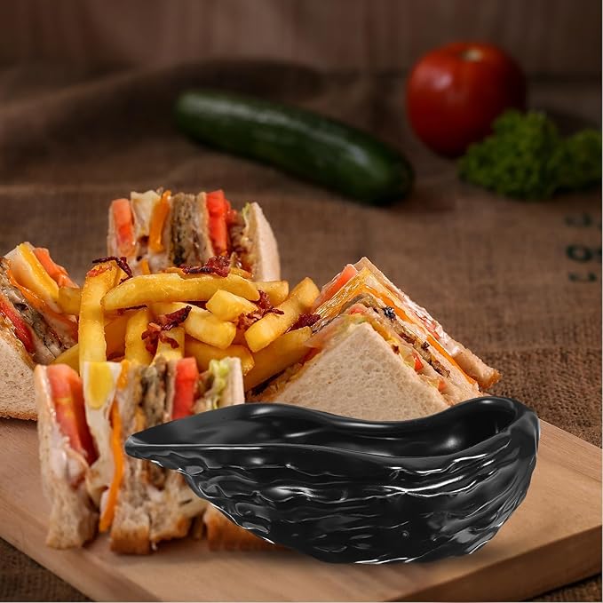 Uonlytech Ceramic Oyster Shell Dinner Plate Matte Black Food Serving Plate Creative Seafood Appetizer Dish for Home Dining and Molecular Cuisine