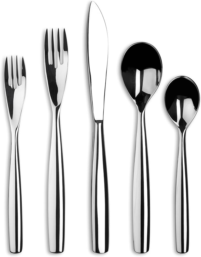 Ginkgo International Charlie 42-Piece Stainless Steel Flatware Place Setting, Service for 8 Plus 2-Piece Hostess Set