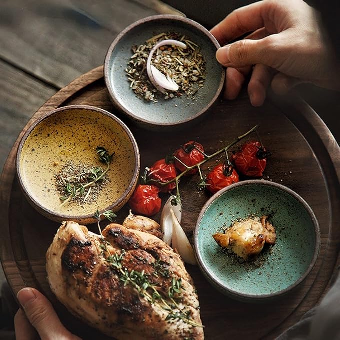 Appetizer Plate 1pcs Dipping Bowl Pottery Round Sauce Dish Ceramic Small Seasoning Dish Wholesale Bowl Clay Wasabi Soy Sauce Dish Snack Plate Sauce Dipping，E