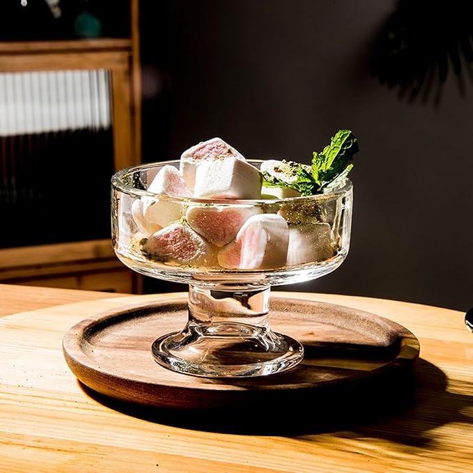 8 Pack Glass Ice Cream Cups,Glass Dessert Bowls,7oz Mixed Drinks Cups for Drinks,Dessert,Nuts,Fruit, Pudding,Snack,Cocktail Party (8)