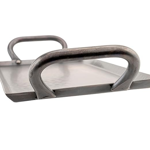 G.E.T. SSTPD-1906-ANT Heavy-Duty Rectangular Metal Serving/Ottoman Tray with Handles, 19" x 6", Hammered Bronze