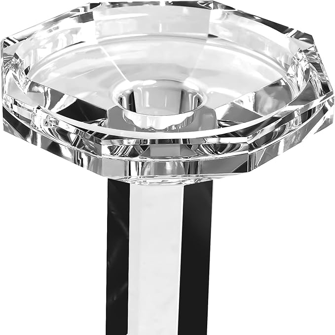 kitCom Crystal Candle Holders Set of 2, 8.27 Inch Tall Crystal Candlestick Holders for Taper, Long Candles or Tea Lights - Home Decoration, Wedding, Housewarming and Graduation Gifts