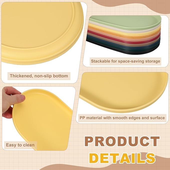 uxcell 2Pcs Fast Food Serving Trays, 9.4x5.1 Oval Reusable Restaurant Serving Trays for Kitchen Restaurant Coffee Fruit Burger Lunch Dessert, Yellow