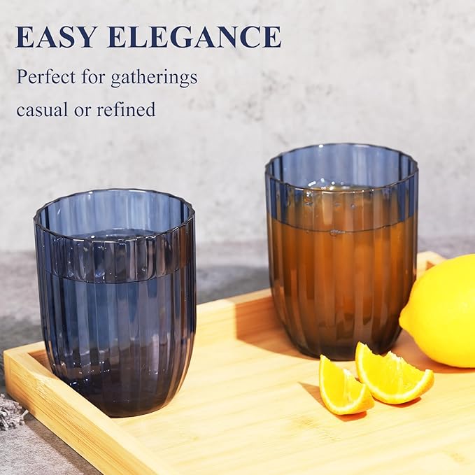 AKMQYM Acrylic Clear Highball Plastic Cups | Plastic Reusable Tumblers 15oz (Set of 6) | Stackable | BPA-free Tumblers | Shatterproof | Top-rack Dishwasher Safe