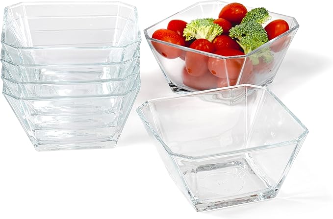 Red Co. London 10.25 Oz Tapered Clear Glass Mini Serving Bowl Set of 6 for Desserts, Snacks, Sauces