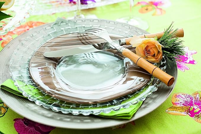 Nachtmann Bossa Nova Collection Set of 2 Dinner plates | Crystal Glass Salad, Pasta, and Appetizer Plates 10.5 Inch Clear Dinnerware | Dishwasher Safe