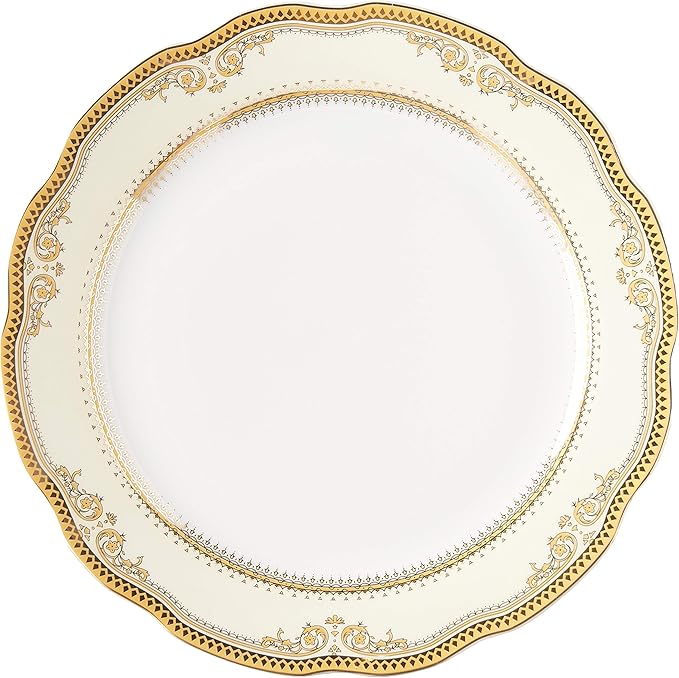 Lorren Home Trends Isabella-24 24 Piece Isabella Design Porcelain Wavy Edge Dinnerware Set, White