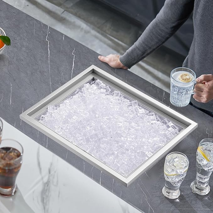 Happybuy Drop in Ice Chest 23''L x 17''W x 12''H with Cover 304 Stainless Steel Drop in Cooler Included Drain-Pipe and Drain Plug Drop in Ice Bin for Cold Wine Beer