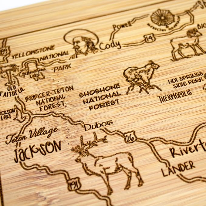 Totally Bamboo A Slice of Life Wyoming State Serving and Cutting Board, 11" x 8.75"