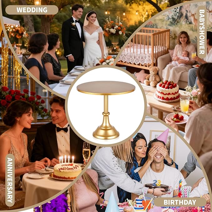 3 PCS Gold Cake Stand Set, Dessert Table Display Set with Wedding Cupcake Stand and Cake Stands for Party, Wedding, Birthday, Anniversary, Baby Shower, Thanksgiving, Christmas