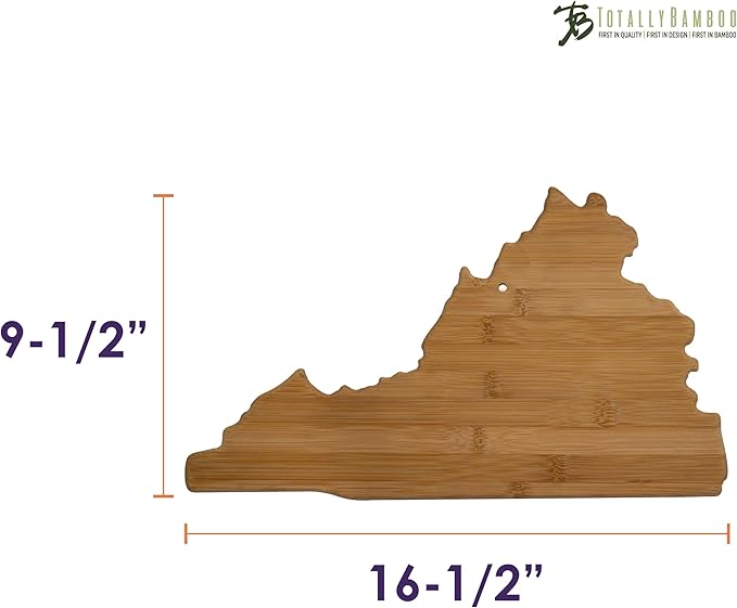 Totally Bamboo Virginia State Shaped Bamboo Serving And Cutting Board, Brown