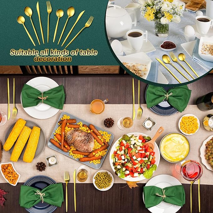 Yaomiao 400 Pcs Gold Silverware Set with Knives Spoons and Forks Portable Stainless Steel Flatware Reusable Utensils Dishwasher Safe Cutlery for Kitchen Restaurant Service