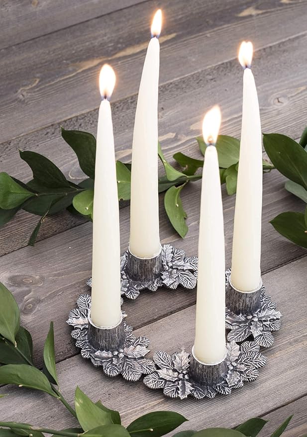 Danforth Advent Wreath Candle Holder Set – Handcrafted Pewter Advent Candle Holders – Made in USA