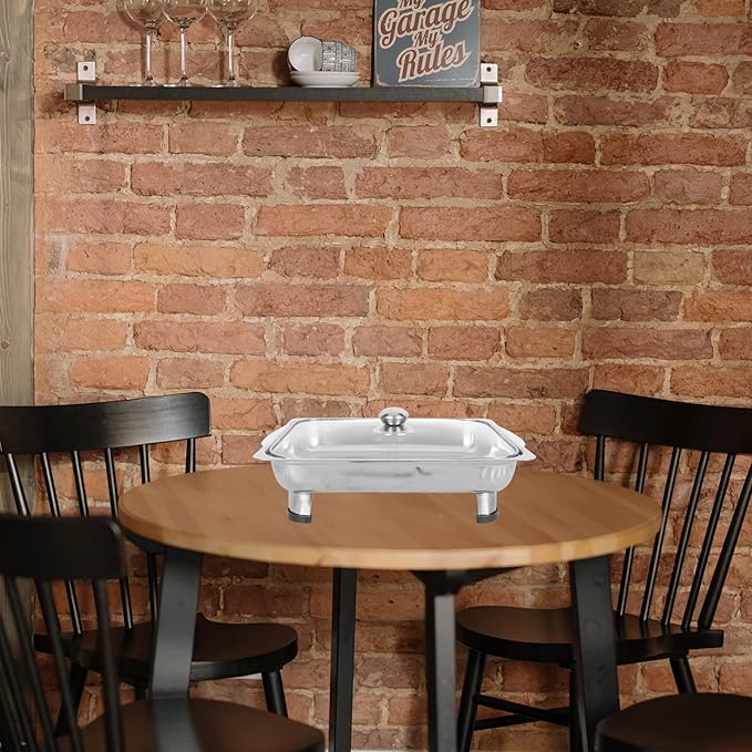 Ciieeo Covered Buffet Tray Large Capacity Rectangular Stainless Steel Food Serving Tray with Lid for Restaurant Use Easy to Clean Design for Parties and Events